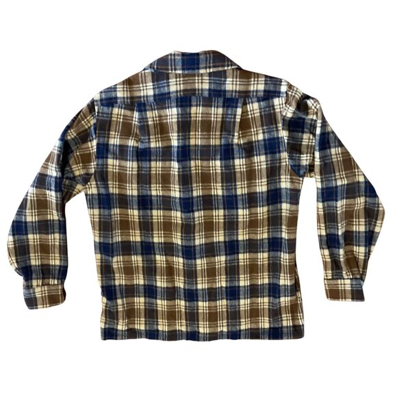 Vtg Pendleton Board Shirt M Virgin Wool Plaid Loop Collar Long Sleeve Shacket - Picture 4 of 4